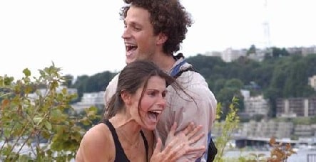 A picture of Florinka Pesenti and Zach Behr after winning The Amazing Race.